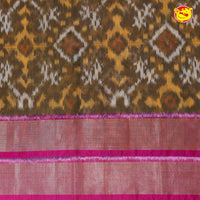 Brown With Pink Ikat Soft Silk Saree - Thenianantham