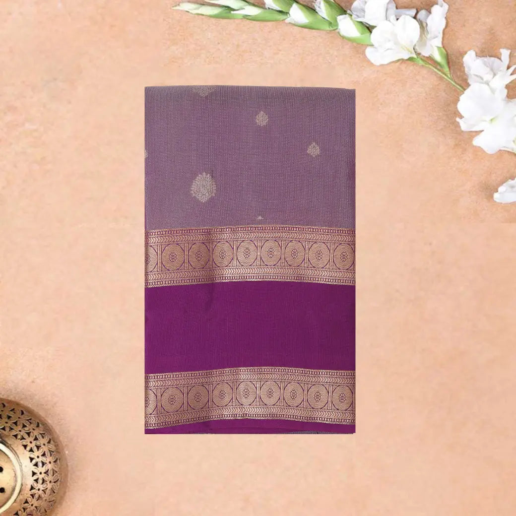 Lavender with Pink border soft silk saree
