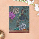 Green with Maroon priented  floral design Semi Chanderi  Saree