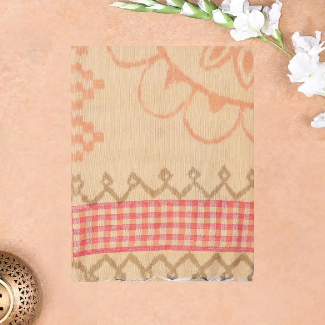 Peach color  Linen Cotton Saree