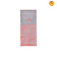 Grey with Orange Rose Floral Motifs Soft Silk Saree - Thenianantham