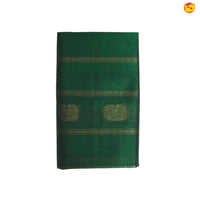 Bottle Green and Dark Red With Gold Zari Floral Buttas Pure Silk Cotton Saree - Thenianantham