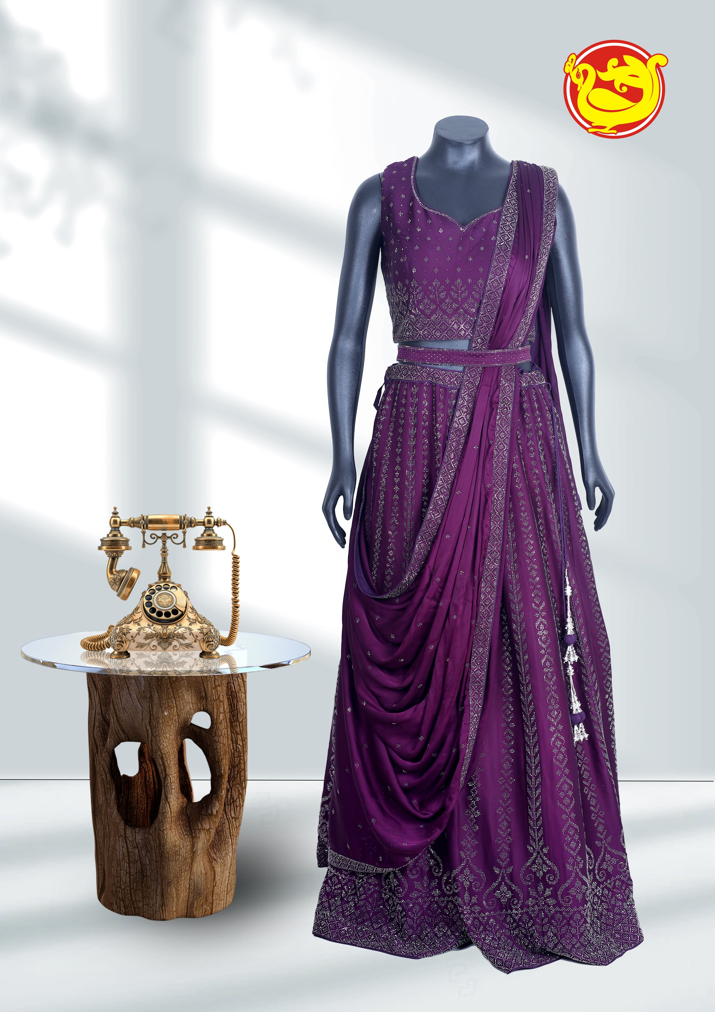 Designer Bridal Dark Purple Lehenga choli