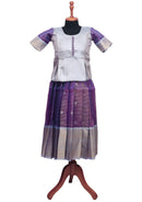 Light Blue With Purple Girls Branded Readymade Pattu Pavadai