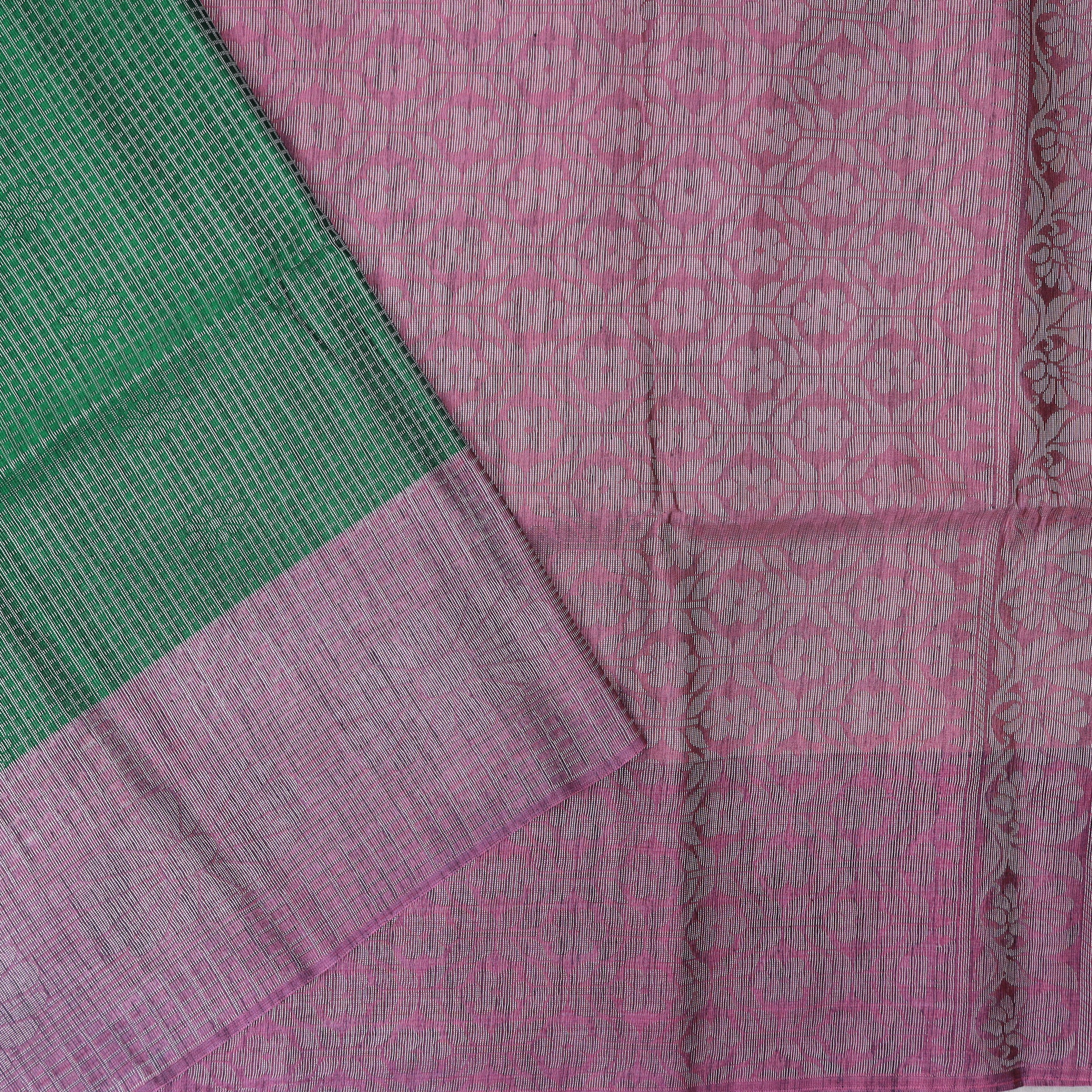 Green with Purple Soft Silk Saree
