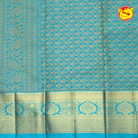 Dark Blue Wedding Silk Saree With Rama Blue Pallu - Thenianantham