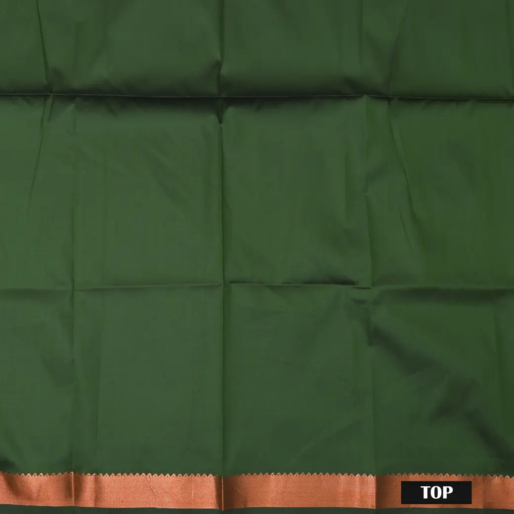 Dark Green Colour Floral Design Traditional  Pattu Pavadai Material
