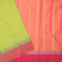 Lime Green With Coral Pink Arani Silk Saree
