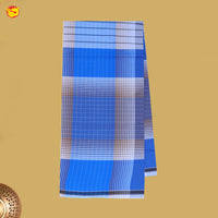 Men’s Blue with Maroon Checked Cotton Stitched Lungi