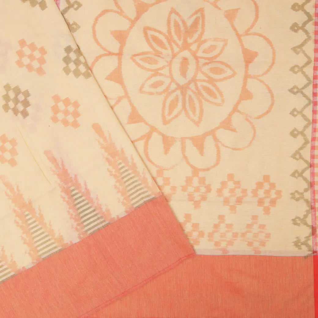 Peach color  Linen Cotton Saree