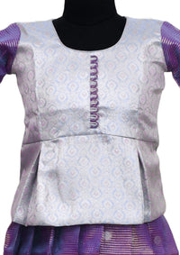 Light Blue With Purple Girls Branded Readymade Pattu Pavadai