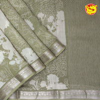 Light Green With White Chanderi Silk Saree - Thenianantham