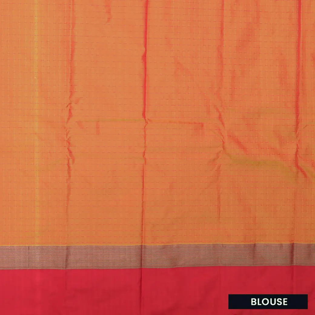 Lime Green With Coral Pink Arani Silk Saree