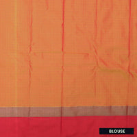 Lime Green With Coral Pink Arani Silk Saree