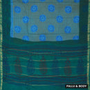 Brown with green  Mul Mul Cotton Saree without Blouse