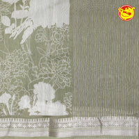 Light Green With White Chanderi Silk Saree - Thenianantham