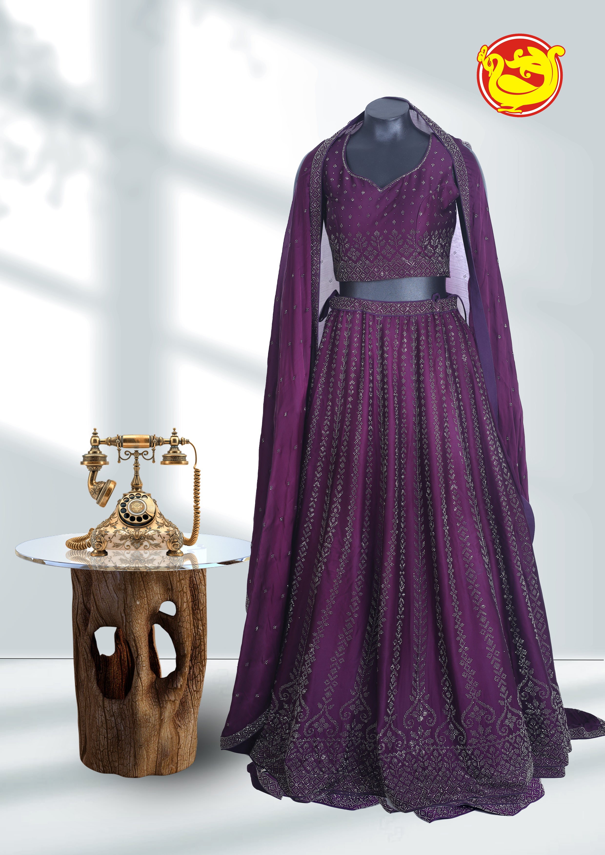 Designer Bridal Dark Purple Lehenga choli