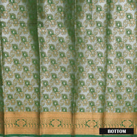 Dark Green Colour Floral Design Traditional  Pattu Pavadai Material