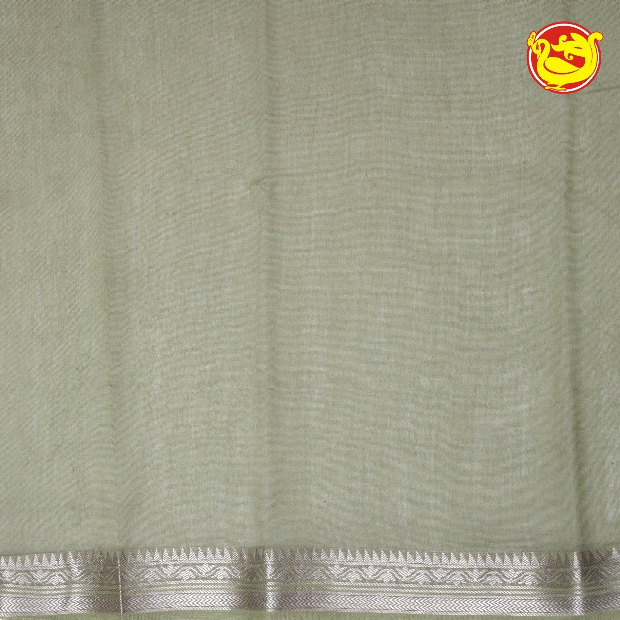 Light Green With White Chanderi Silk Saree - Thenianantham