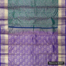 Green  with Purple Gold Zari Border Wedding Silk Saree