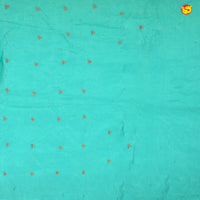 Sea Blue With Yellow Shimmer Saree In Beads And Zardosi On The Pallu Border - Thenianantham