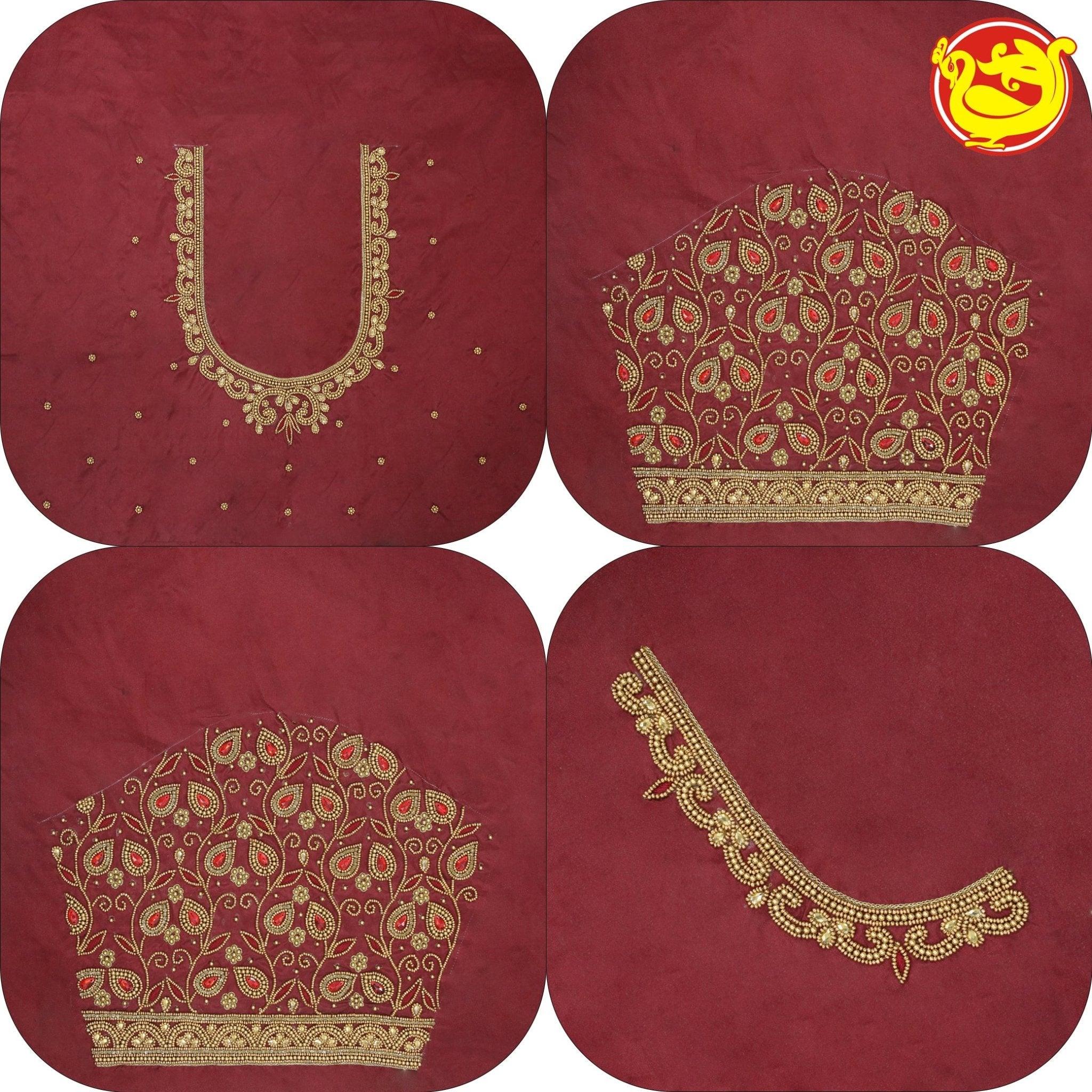 Maroon Bridal Aariwork Blouse