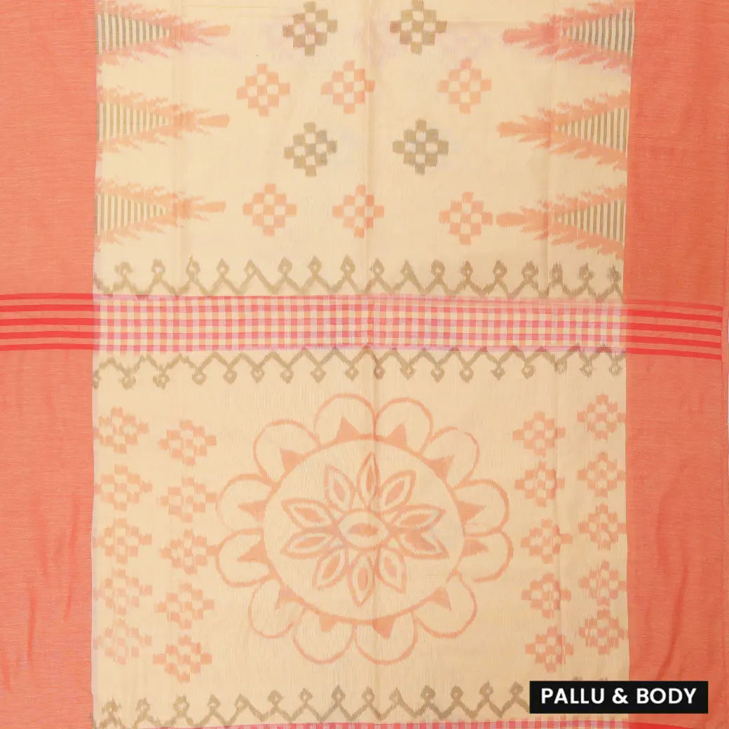 Peach color  Linen Cotton Saree