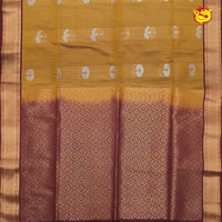 Mustard yellow with Maroon Soft Silk Saree - Thenianantham