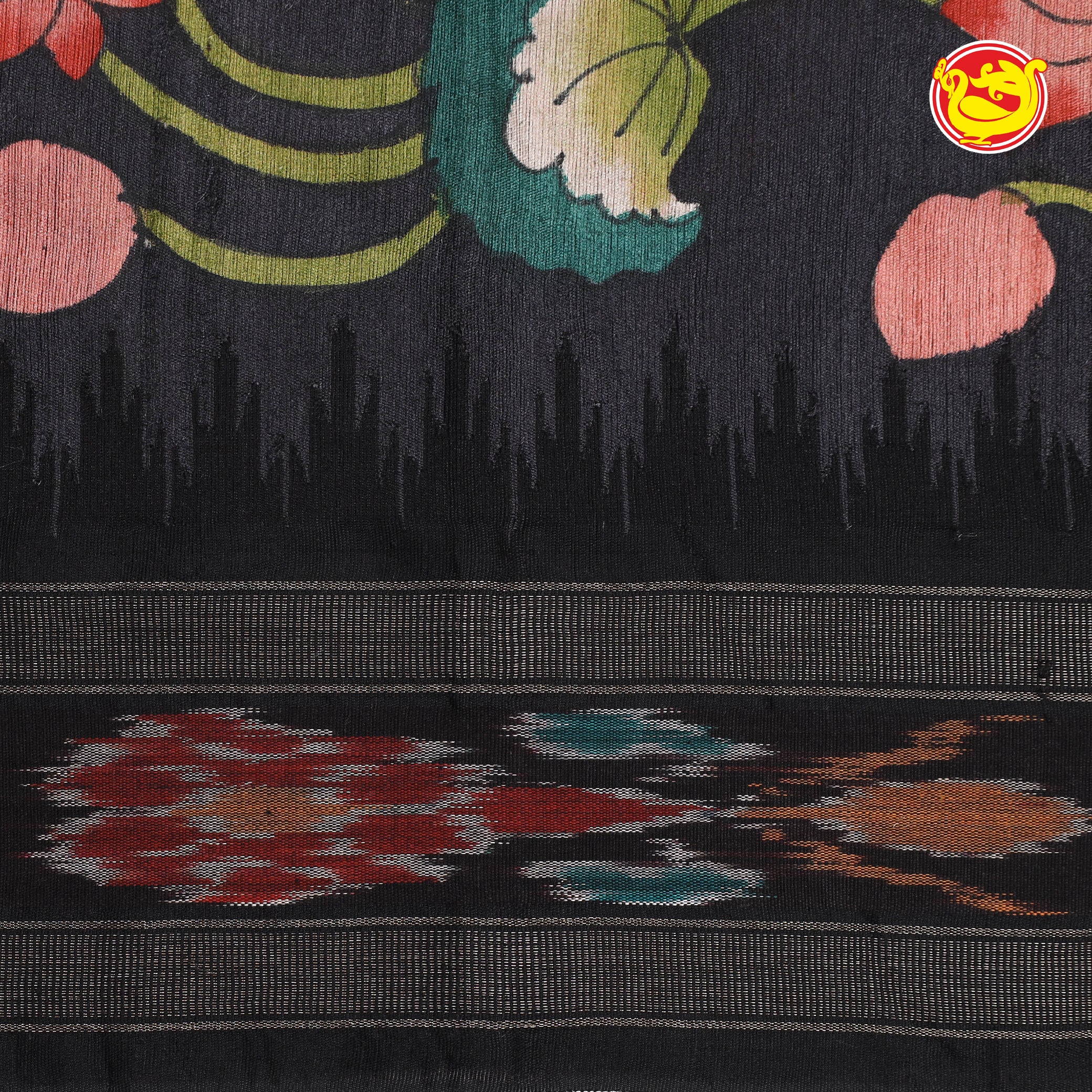 Black vidharba Handloom tussar saree with kalamkari digital print
