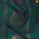 Bottle Green and Dark Red With Gold Zari Floral Buttas Pure Silk Cotton Saree - Thenianantham