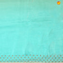 Sea Blue With Yellow Shimmer Saree In Beads And Zardosi On The Pallu Border - Thenianantham