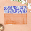 Blue with Orange Paisley Design Pattern Semi Burberry Silk Saree