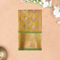Dark Green Colour Floral Design Traditional  Pattu Pavadai Material