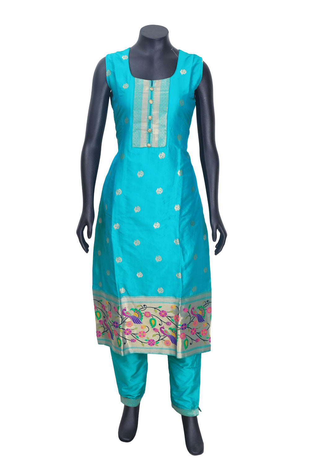 Sky Blue Ladies Branded Straight Cut Readymade  Chudi Set
