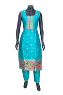 Sky Blue Ladies Branded Straight Cut Readymade  Chudi Set