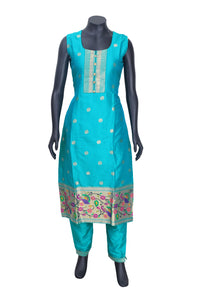 Sky Blue Ladies Branded Straight Cut Readymade  Chudi Set