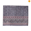 English Grey Bandhani Print Zari Border Russian Silk Saree