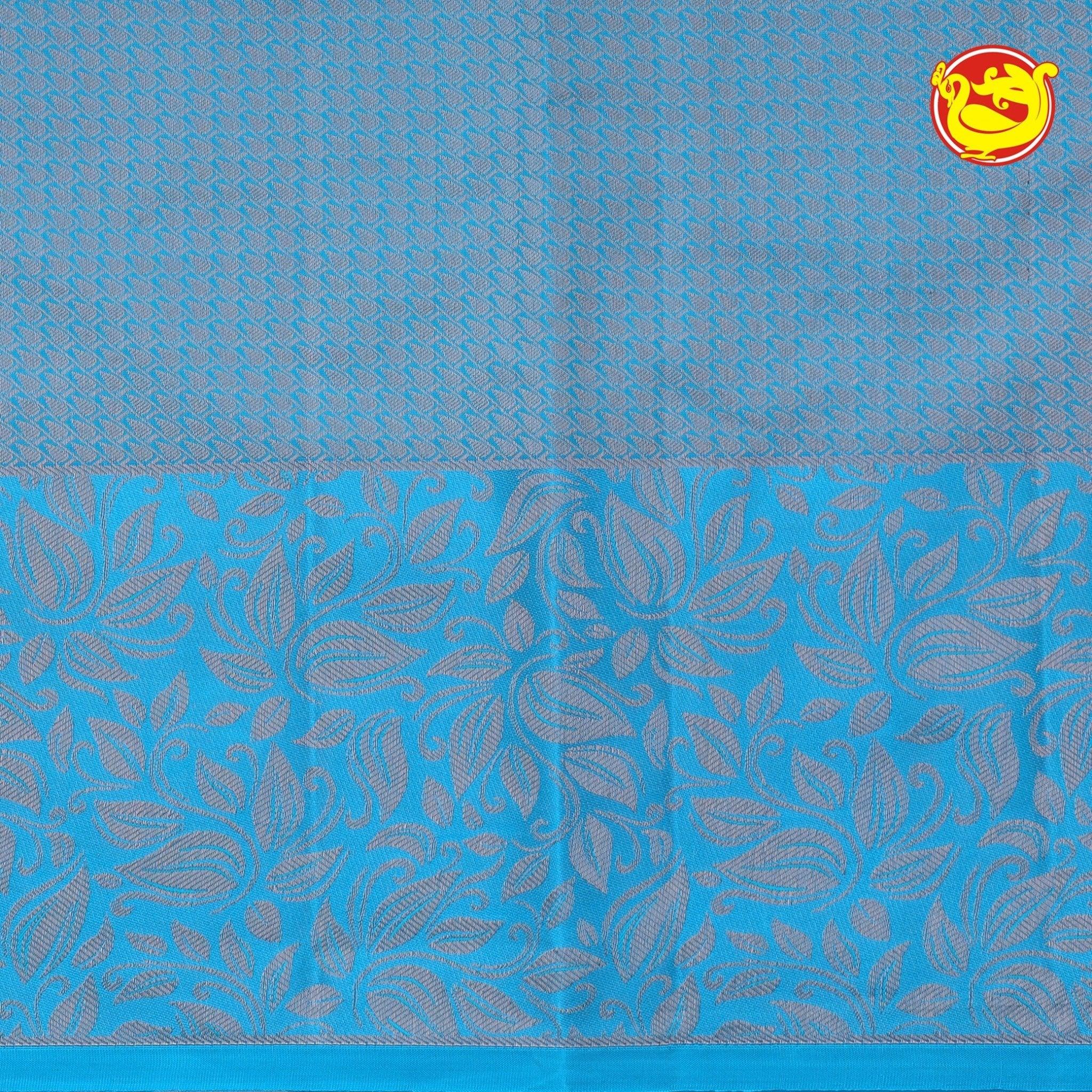 Blue Wedding Silk Saree With Light Blue Pallu - Thenianantham