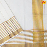 Southloom Exclusive Onam Kasavu Saree With Gold Zari Pattern (Matching Plain Blouse Included)