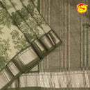 Golden With Light Green Chanderi Silk Saree - Thenianantham