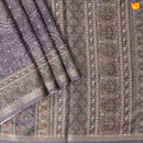 English Grey Bandhani Print Zari Border Russian Silk Saree