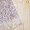 Dark Grey with Creamy Sandal Floral Motifs Soft Silk Saree - Thenianantham