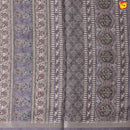 English Grey Bandhani Print Zari Border Russian Silk Saree