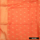 Blue with Orange Paisley Design Pattern Semi Burberry Silk Saree