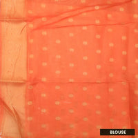Blue with Orange Paisley Design Pattern Semi Burberry Silk Saree