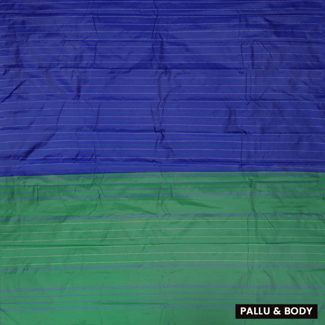 Royal Blue With Green Arani Silk Saree