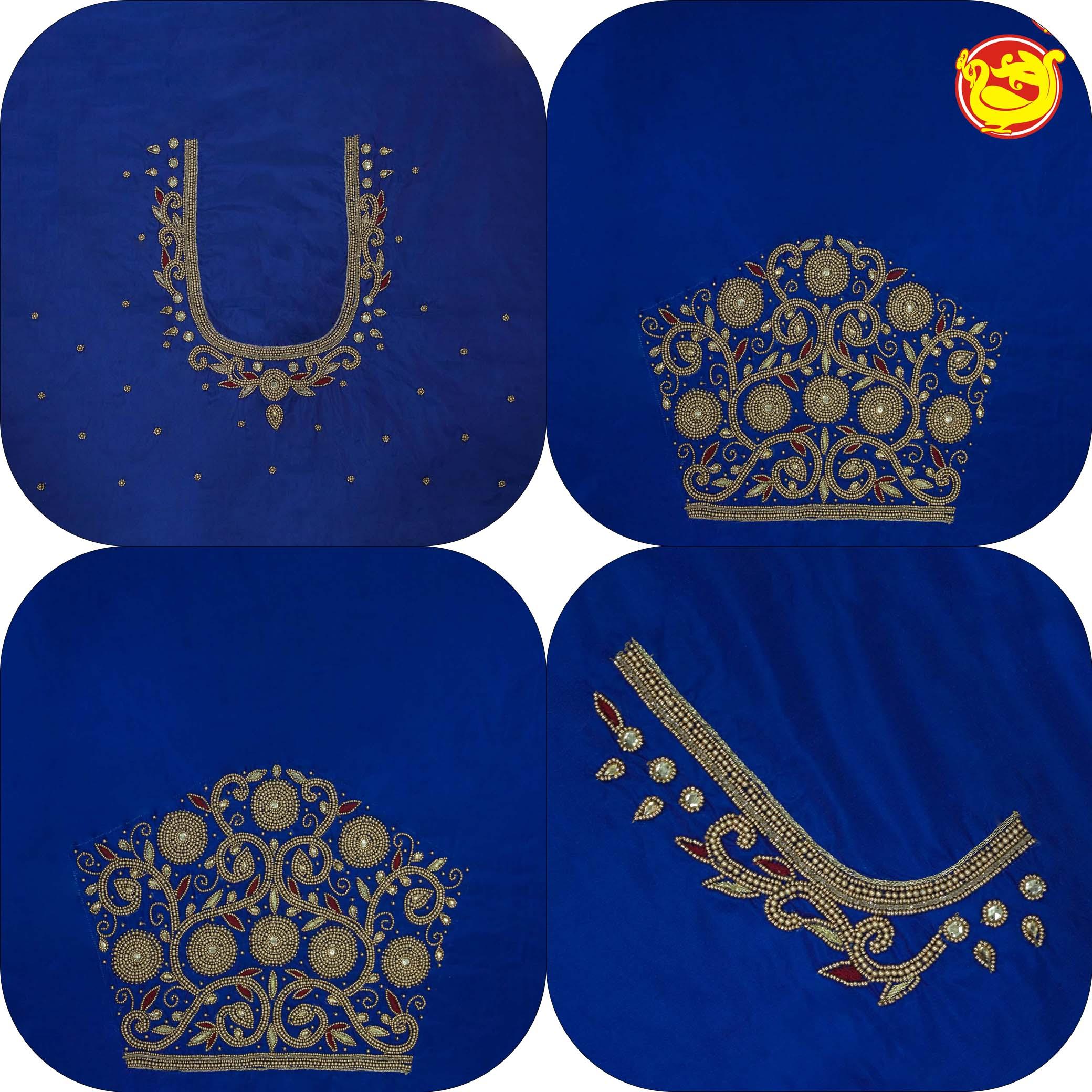 Navy Blue Bridal Aariwork Blouse