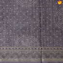 English Grey Bandhani Print Zari Border Russian Silk Saree