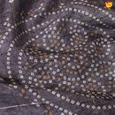 English Grey Bandhani Print Zari Border Russian Silk Saree