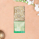 Olive gold  With Green Border Floral Design Traditional  Pattu Pavadai Material